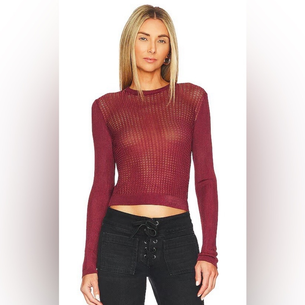 Free People H20 Crew Pullover in Garnet Womens Size XS